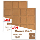 JAM Paper Étiquettes carrées adresses, 2 x 2 po, brun kraft, 240/paquet-Étiquettes postales