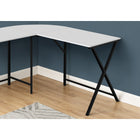 Monarch Specialties - 7195 Bureau - 55 po L/Dessus Blanc De Coin/Metal Noir-Cadre en métal noir solide avec pied au style croisés à chaque extrémité