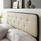 Modway - Collins Touffe Tissu et bois Tête de lit Queen, Noir beige-Options de cadre de lit interchangeables