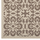 Modway - Ariana Treillis floraux vintage à l’intérieur et à l’extérieur Tapis 9 pi l x 12 pi L - Beige clair et beige foncé-Résistant aux taches / Facile à nettoyer