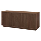 Hudson&Canal - Meuble TV rectangulaire cannelé Hanson pour téléviseurs jusqu'à 65 po - Noyer satiné-Le plateau supérieur supporte un poids maximal de 34 kg (75 lb), les étagères inférieures peuvent supporter chacune 11 kg (25 lb)