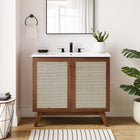 Modway - Soma 36" Armoire de toilette de salle de bain (lavabo non inclus) - Noyer-Poignées de porte en métal