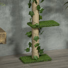 PawHut - Arbre à chat 4 niveaux du sol au plafond - hauteur réglable (80-95 po)-Couleur : vert et jaune 