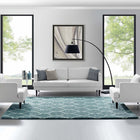 Modway - Solvea Treillis marocain Tapis Shag de 8 pi l x 10 pi L - Bleu aqua et ivoire-Tissage shag d’environ 2 pouces