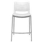 Zuo - Ace Tabouret de comptoir - Blanc/Silver - Ensemble de 2-Tissu en faux cuir doux et durable