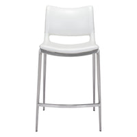 Zuo - Ace Tabouret de comptoir - Blanc/Silver - Ensemble de 2-Tissu en faux cuir doux et durable