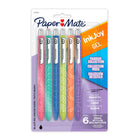 Paper Mate - Stylos gel InkJoy de Paper Mate - rétractables - pointe moyenne - 0,7 mm - noir - Paquet de 6-Sèche 3 fois plus vite pour réduire les bavures