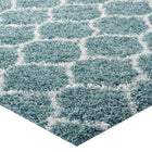 Modway - Solvea Treillis marocain Tapis Shag de 8 pi l x 10 pi L - Bleu aqua et ivoire-Résistant aux taches / Facile à nettoyer