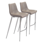 Zuo - Magnus Tabouret de bar - Brun/Argent - Ensemble de 2-Design ergonomique