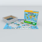 Eurographics - Casse-tête carte illustrée du monde - 100 pièces-Panneau bleu européen