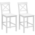 HOMCOM - Tabourets de bar hauteur comptoir avec dossier et repose-pieds - blanc - paquet de 2-Emballé par lot de 2, parfait pour partager une boisson conviviale à deux 
