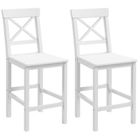 HOMCOM - Tabourets de bar hauteur comptoir avec dossier et repose-pieds - blanc - paquet de 2-Emballé par lot de 2, parfait pour partager une boisson conviviale à deux 

