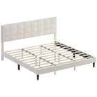 HOMCOM - Cadre de lit plateforme king size rembourré avec tête de lit - blanc crème-Tissu doux effet velours avec mousse haute résilience pour un confort douillet 