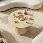 HOMCOM - Table basse ronde 31,5 po avec rangement - bois naturel-La silhouette ronde s’harmonise facilement avec différents styles d’intérieur