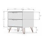 Manhattan Comfort - Rockefeller commode et table de chevet style milieu du siècle moderne - blanc - ensemble de 2-44,78 cm L x 89,56 cm l x 76,61 cm H