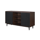 Manhattan Comfort - Buffet Duane 59,05 po style mid-century moderne - marron foncé et noir-Assemblage à domicile requis Tout le matériel inclus