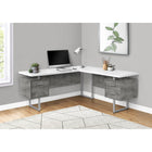 Monarch Specialties - 7618 Bureau 70 po - Blanc/Simili-Ciment/ Metal Argent/L/R-Le dessus de bureau flottante extra-large libère le dessus des unités de rangement pour les utiliser comme surfaces supplémentaires