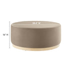 Modway - Tilden Gros velours rond de performance de 38" Rembourré Ottoman - Taupe Natural-Tissu résistant aux taches