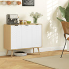 HOMCOM - Buffet moderne 36 po L, armoire latérale - bois naturel-Motif chevron embossé sur les panneaux de porte pour un look original et tendance 