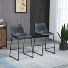 HOMCOM - Tabourets de bar hauteur comptoir avec dossier - noir - paquet de 2-Assise et dossier rembourrés pour un confort optimal 
