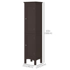 Kleankin - Armoire de salle de bain haute avec étagères réglables - brun foncé-Deux poignées en alliage sont élégantes et pratiques pour ouvrir la porte 