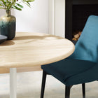 Modway - Lippa Rond de 36 po Faux travertin Table à manger, Travertin blanc-Placement polyvalent