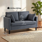HOMCOM - Canapé 55 po deux places avec coussin à ressorts - gris foncé-Design compact pour appartements ou studios, l'assise de 45,3 po de large accueille confortablement deux personnes   