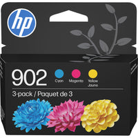 HP 902 Ens. 3 cartouches d'encre cyan, magenta et jaune d'origine (T0A38AN)-Couleurs: Cyan, magenta, jaune