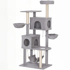 PawHut - Arbre à chat 66 po avec 2 condos à porte, grands hamacs - gris clair-Cette tour à chat à plusieurs niveaux avec deux condos offre des heures de jeu et d'exploration sans fin 