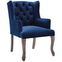 Modway - Realm Restauration vintage française Performance Velvet Fauteuil - Marine-Fauteuil à manger vintage français