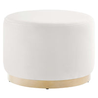 Modway - Tilden Grand velours rond de performance de 23" Rembourré Ottoman - Albâtre naturel-Revêtement en velours de performance