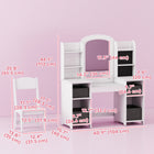 Qaba - Ensemble coiffeuse pour enfants, set de maquillage factice avec miroir éclairé - blanc-Un cadeau magique pour les anniversaires ou toute occasion spéciale
