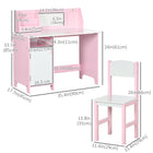 Qaba - Ensemble bureau et chaise pour enfants (2 pièces) avec tableau blanc et rangement - Rose-La chaise avec dossier sûr offre un confort supplémentaire 