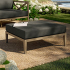 Modway - Northlake Terrasse extérieure Teck Ottoman, Gris silex-Coussins résistants aux intempéries