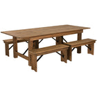 Flash Furniture - Ensemble de table de campagne pliante rustique antique de 8 pi x 40 po de la série HERCULES et 4 bancs-Construction en pin massif