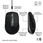 Logitech - MX Anywhere 3S for Mac, souris Bluetooth compacte sans fil, 8 000 PPP sur toute surface, clics discrets, USB-C - Gris-Optimisez votre flux de travail avec la souris Bluetooth pour Mac: avec Logi Options+ , travaillez avec plusieurs dispositifs Apple, personnalisez les boutons, la vitesse de suivi et profitez de personnalisations préconfigurées pour chaque application.