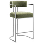 Modway - Huron Dos courbé Tissu et métal Tabouret de comptoir - Feuille d’argent-Tabouret de plan de travail moderne