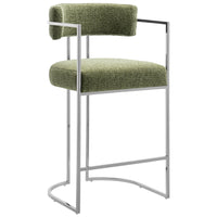 Modway - Huron Dos courbé Tissu et métal Tabouret de comptoir - Feuille d’argent-Tabouret de plan de travail moderne