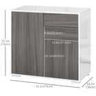 HOMCOM - Buffet latéral haute brillance 31,1 po L avec 2 tiroirs - gris et blanc-Étagères réglables dans les deux armoires pour un espace de rangement personnalisé 