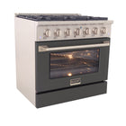 Kucht - 36 po Série KNG Cuisinière Pro Style au gaz naturel - Acier inoxydable/Gris ciment-Cuisinière entièrement en acier inoxydable avec poignée professionnelle pour une expérience culinaire optimale