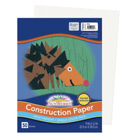 Prang - Papier construction, blanc, 9 po x 12 po, 50 feuilles-Papier de construction épais en bois de pâte mécanique