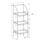 Monarch Specialties - 7228 48 po H Etagere - Taupe Fonce/Metal Noir-Dimensions : 48 haut. x 16 larg. x 12 prof. (po)