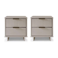 Manhattan Comfort - Table de nuit moderne Granville 18,11" à 2 tiroirs - Gris clair - Lot de 2-Moderne-contemporain avec une touche de glamour - Table de nuit pour chambre et salon, lot de 2