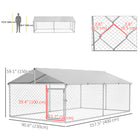 PawHut - Niche d’extérieur 13,1 pi L x 7,5 pi l x 4,9 pi H avec housse imperméable-Acier galvanisé robuste 