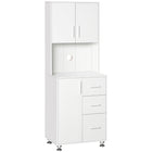 HOMCOM - Armoire de cuisine moderne avec espace pour micro-ondes - blanc-La structure spéciale convient à la plupart des pièces comme la cuisine, la salle à manger ou le bureau 