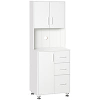 HOMCOM - Armoire de cuisine moderne avec espace pour micro-ondes - blanc-La structure spéciale convient à la plupart des pièces comme la cuisine, la salle à manger ou le bureau 