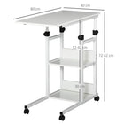 HOMCOM - Bureau debout mobile - 31 po L x 15,75 po l x 32,25 po H - blanc-Fabriqué avec une structure en métal et panneau de particules 