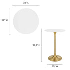 Modway - Lippa Rond de 28 po Bois Bar Table, Or Blanc-Plateau de table en MDF laqué
