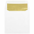 JAM Paper Enveloppes d'invitation carrées doublées d'aluminium - 6 x 6 po - blanc avec feuille d'or - paquet de 50-Couleur : blanc avec doublure en feuille d'or, La feuille donne à l’enveloppe une brillance naturelle