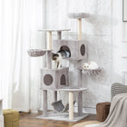 PawHut - Arbre à chat 66 po avec 2 condos à porte, grands hamacs - gris clair-Sa grande base et sa sangle anti-basculement assurent une stabilité supérieure pour les chats actifs 